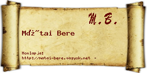 Mátai Bere névjegykártya